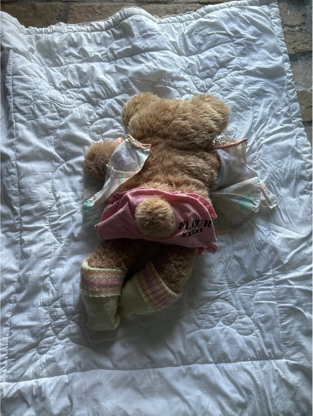Furkins Vintage Stuffed Bear Doll in Dress and Socks